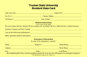 Resident Data Card